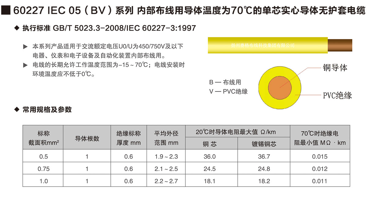 04-60227IEC05(BV)系列內(nèi)部布線用導(dǎo)體溫度為70℃的單芯實(shí)心導(dǎo)體無(wú)護(hù)套電纜-詳情